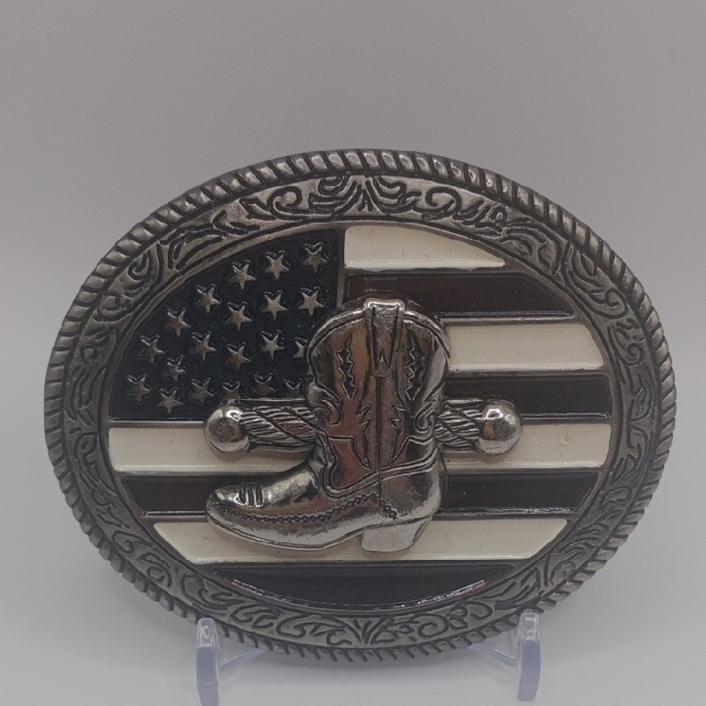 Patriotic Cowboy Boot Belt Buckle